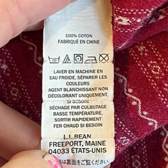 L.L. Bean Vintage Red White Flannel Nightgown Small Long Sleeves - Picture 9 of 9